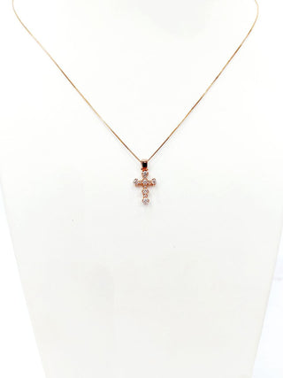 Collana  pendente Croce  Oro Rosa  Diamanti 0,43 ct 18kt-750