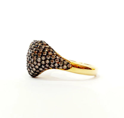 Anello cuore con Diamanti Light Brown ct 0,90 in Oro Giallo con certificazione gemmologica Gem Tech 18 kt (750)