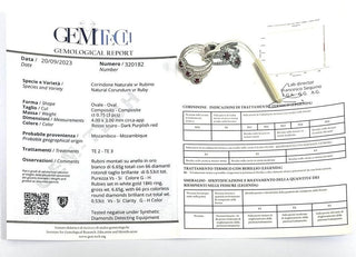 Anello a fascia Trilogy in Oro Bianco con Rubini ct 0,75 e Diamanti ct 0,59 con certificazione gemmologica Gem Tech 18 kt (750)