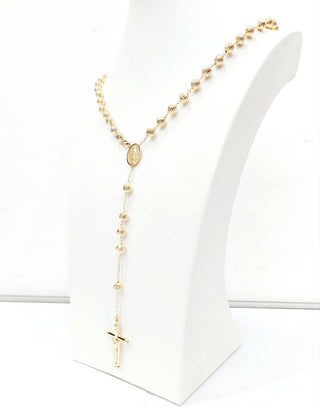 Collana rosario classico con sfere sfaccettate da 7,50mm Oro Giallo 18kt -750