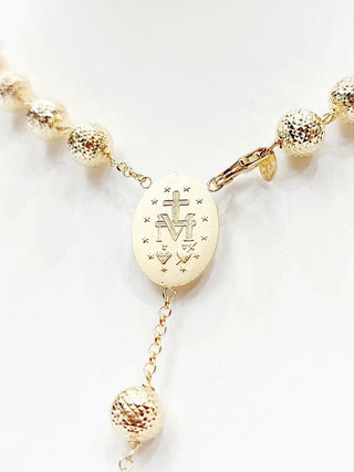 Collana rosario classico con sfere sfaccettate da 7,50mm Oro Giallo 18kt -750