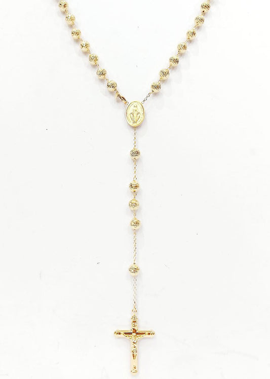 Collana rosario classico con sfere sfaccettate da 7,50mm Oro Giallo 18kt -750