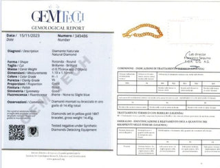 Bracciale Groumette Astralia con diamanti 0,75 ct in Oro giallo certificazione gemmologica Gem Tech 18kt (750)