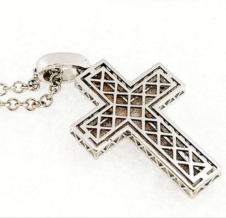 Collana  pendente croce modello specchiata con Diamanti 0,64 ct l in Oro Bianco 18kt 750