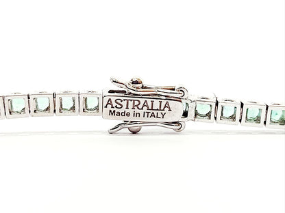 Bracciale tennis Astralia con Diamanti 0,28 ct e Smeraldi 3,15 ct in Oro Bianco 18 kt (750)