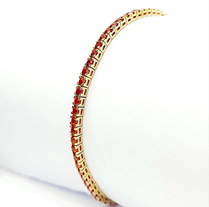 Bracciale tennis tornito con Zaffiri arancioni 5,40 ct in Oro Giallo 18 kt (750)