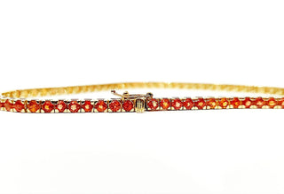 Bracciale tennis tornito con Zaffiri arancioni 5,40 ct in Oro Giallo 18 kt (750)