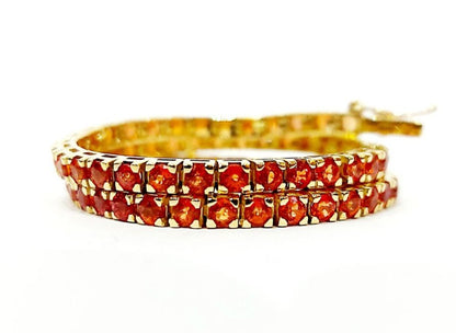 Bracciale tennis tornito con Zaffiri arancioni 5,40 ct in Oro Giallo 18 kt (750)