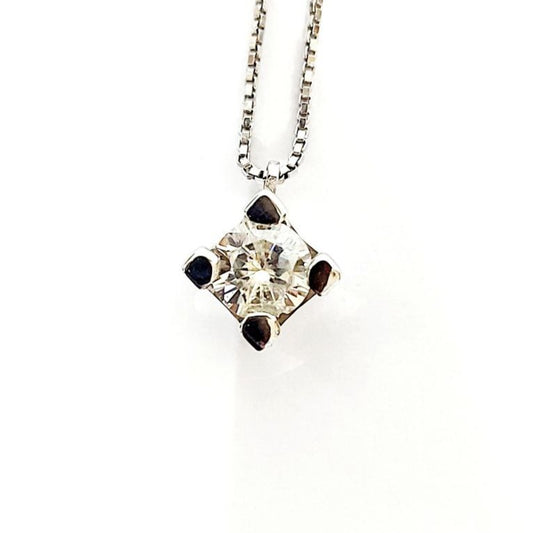 Collana con pendente punto luce con Diamante 0,50 ct in Oro Bianco 18 kt (750)