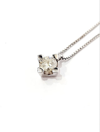 Collana con pendente punto luce con Diamante 0,50 ct in Oro Bianco 18 kt (750)