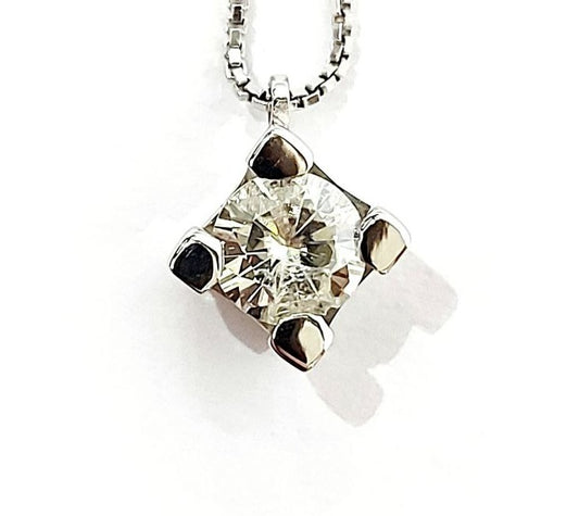 Collana con pendente punto luce con Diamante 0,70 ct in Oro Bianco 18 kt (750)