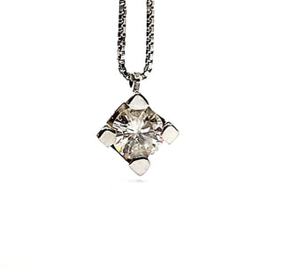 Collana con pendente punto luce con Diamante 1,00 ct in Oro Bianco 18 kt (750)