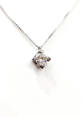 Collana con pendente punto luce con Diamante 1,00 ct in Oro Bianco 18 kt (750)