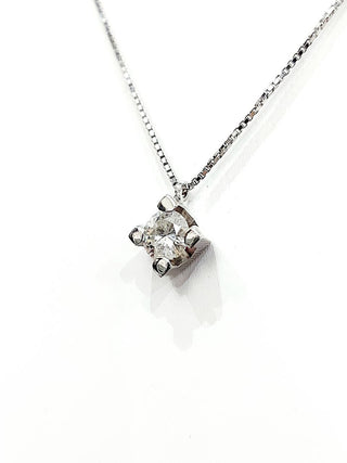 Collana con pendente punto luce con Diamante 1,00 ct in Oro Bianco 18 kt (750)