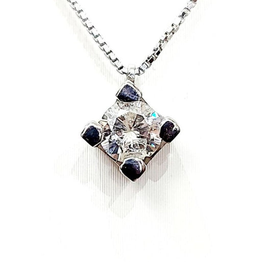 Collana con pendente punto luce con Diamante 1,00 ct in Oro Bianco 18 kt (750)