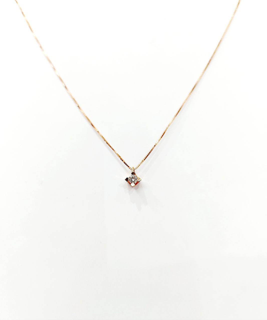 Collana con pendente punto luce in Oro Rosa con Diamante 0,05 ct 18 kt (750)