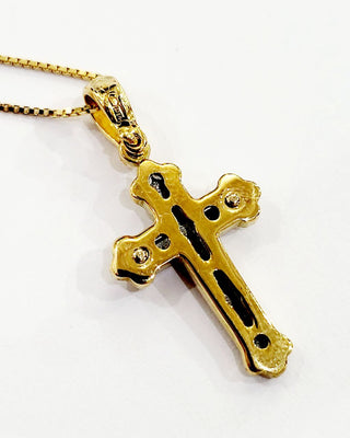 Collana veneziana con croce in Oro Giallo e Oro Bianco 18 kt (750)