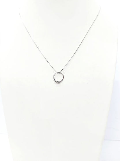 Collana con pendente anello trilogy in Oro bianco con Diamanti 0,06 ct 18 kt (750)