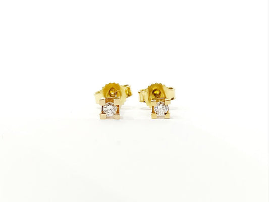 Orecchini punto luce tornito con Diamanti 0,06 ct in Oro Giallo 18 kt (750)