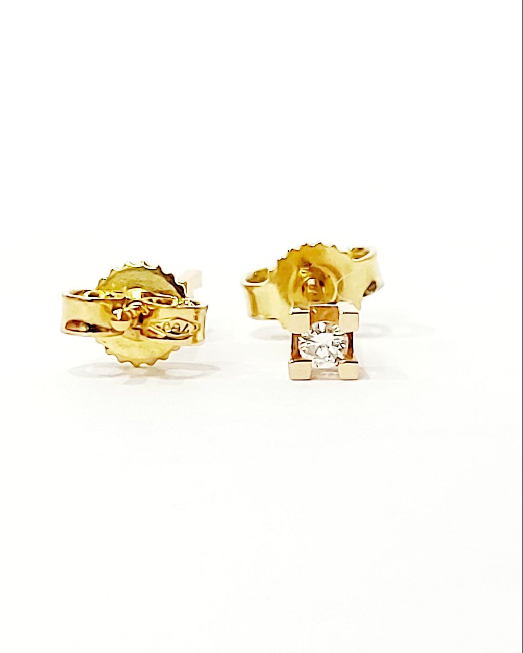 Orecchini punto luce tornito con Diamanti 0,14 ct in Oro Giallo 18 kt (750)