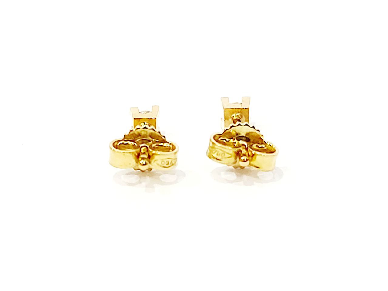 Orecchini punto luce tornito con Diamanti 0,14 ct in Oro Giallo 18 kt (750)