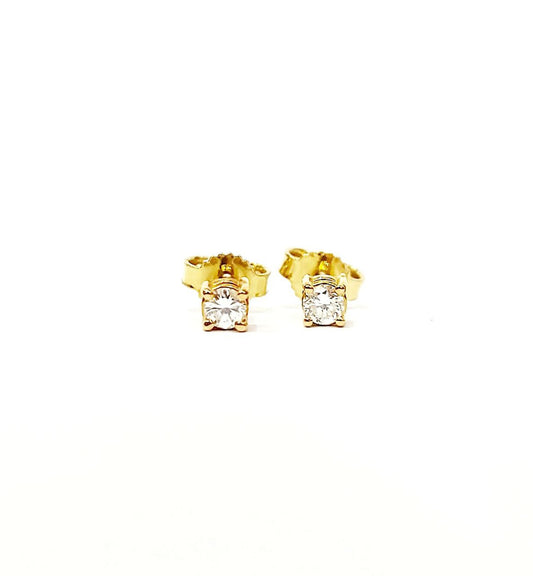 Orecchini punto luce a filo con Diamanti 0,10 ct in Oro Giallo 18 kt (750)