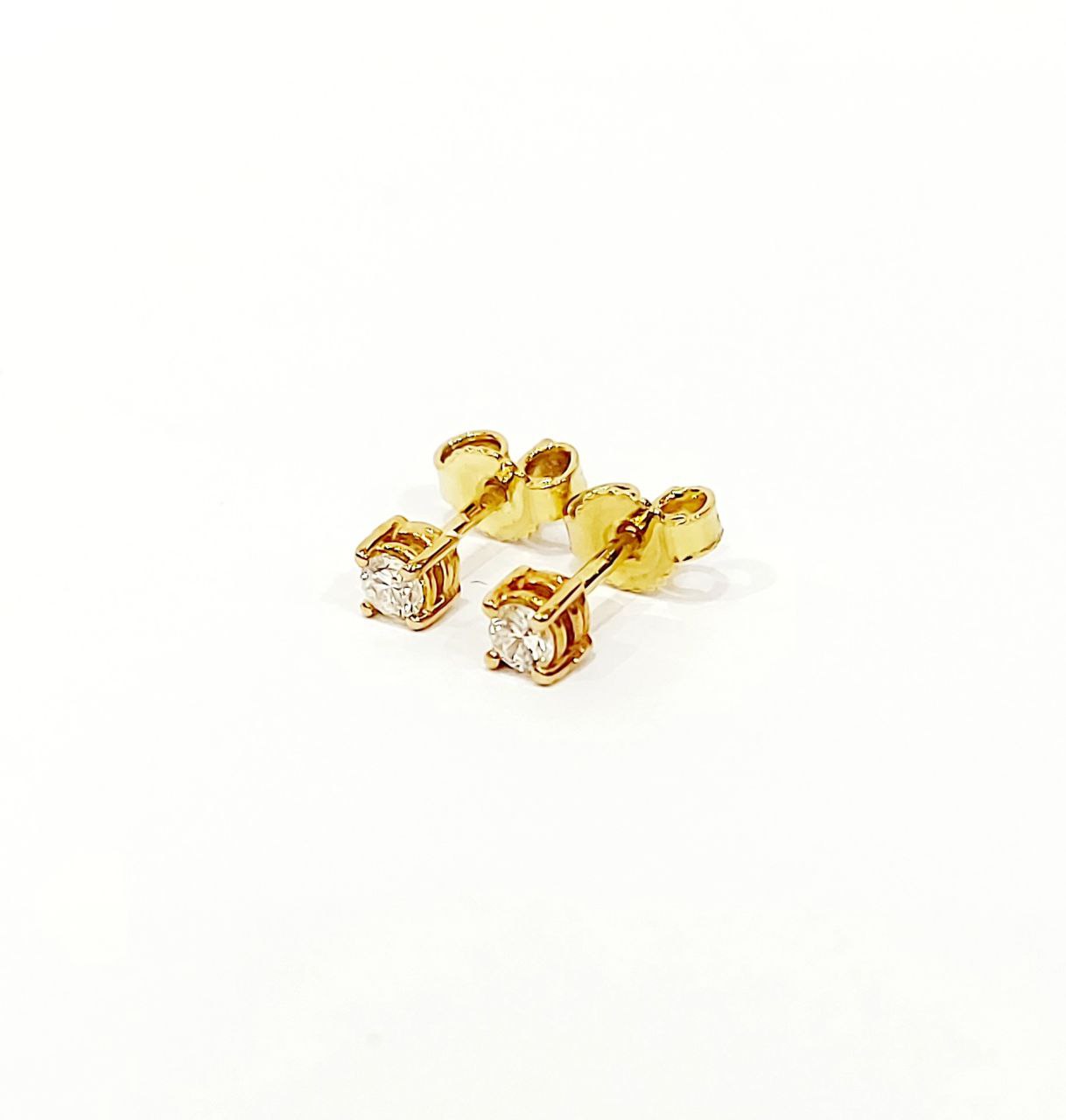 Orecchini punto luce a filo con Diamanti 0,14 ct in Oro Giallo 18 kt (750)