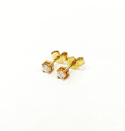 Orecchini punto luce a filo con Diamanti 0,14 ct in Oro Giallo 18 kt (750)