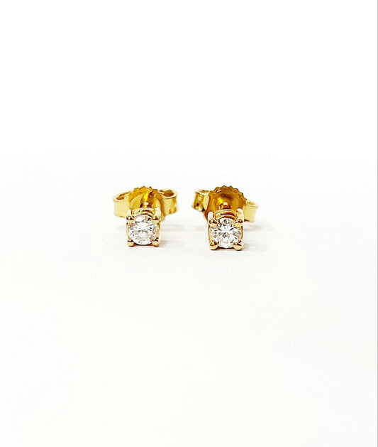 Orecchini punto luce a filo con Diamanti 0,20 ct in Oro Giallo 18 kt (750)