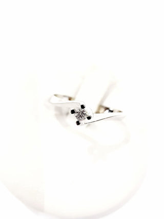 Anello Solitario Valentino in Oro bianco con Diamante 0,06 ct 18 kt (750)