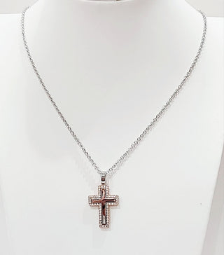 Collana modello rolò con ciondolo a forma di croce specchiata con Diamanti 0,81 ct  in Oro Bianco 18kt 750 - 50cm