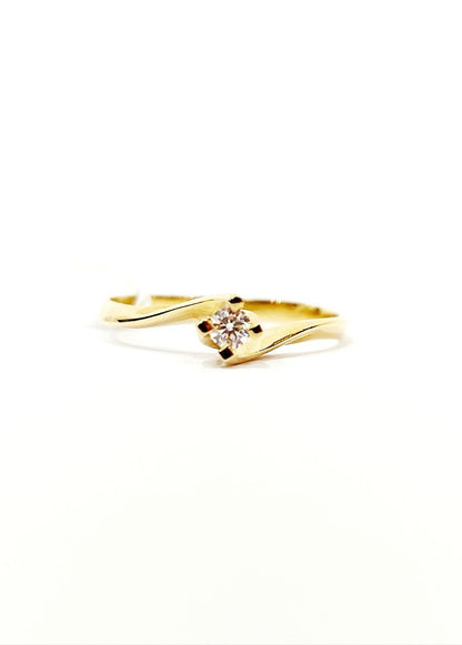 Anello Solitario Valentino in Oro Giallo con Diamante 0,07 ct 18 kt (750)