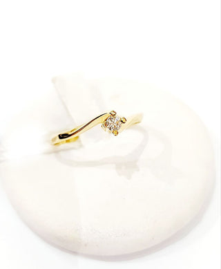 Anello solitario Oro Giallo con Diamante 0,10 ct 18 Kt (750)