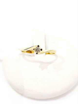 Anello solitario Oro Giallo con Diamante 0,10 ct 18 Kt (750)