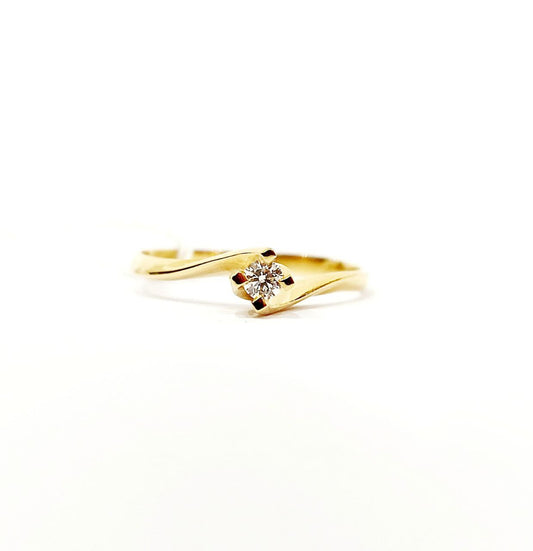 Anello solitario Oro Giallo con Diamante 0,10 ct 18 Kt (750)