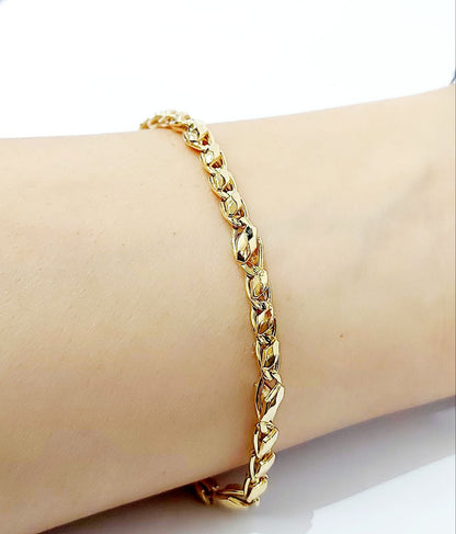 Bracciale Oro Giallo 18 kt-750 maglia piastra bombata