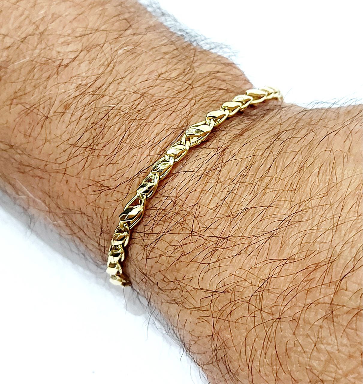 Bracciale Oro Giallo 18 kt-750 maglia piastra bombata