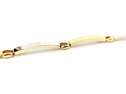 Bracciale Oro bianco e Oro Giallo 18 kt-750 targhette con greca lavorate Uomo