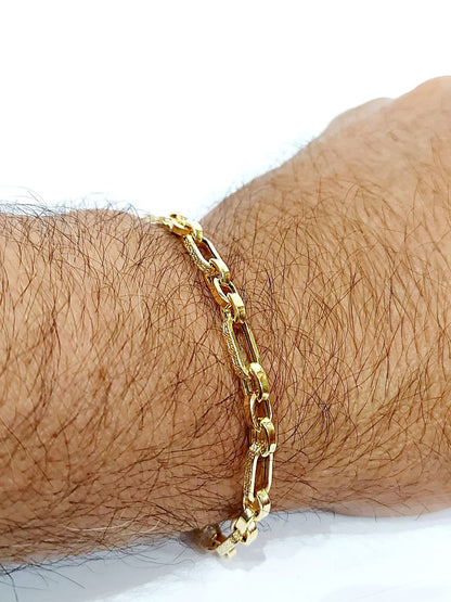 Bracciale Oro bianco e Oro Giallo 18 kt-750 catena maglie ovali unisex