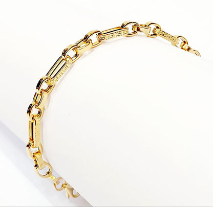 Bracciale Oro bianco e Oro Giallo 18 kt-750 catena maglie ovali unisex