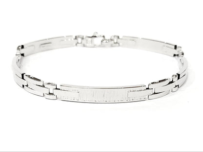 Bracciale Oro bianco 18 kt-750 piastre lavorate Uomo