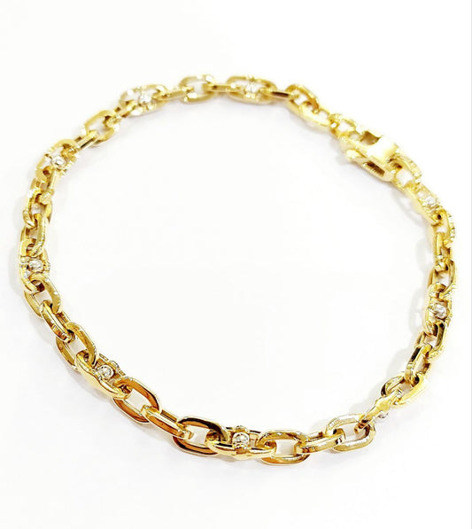 Bracciale Oro bianco e Oro Giallo 18 kt-750 catena maglie traversino unisex