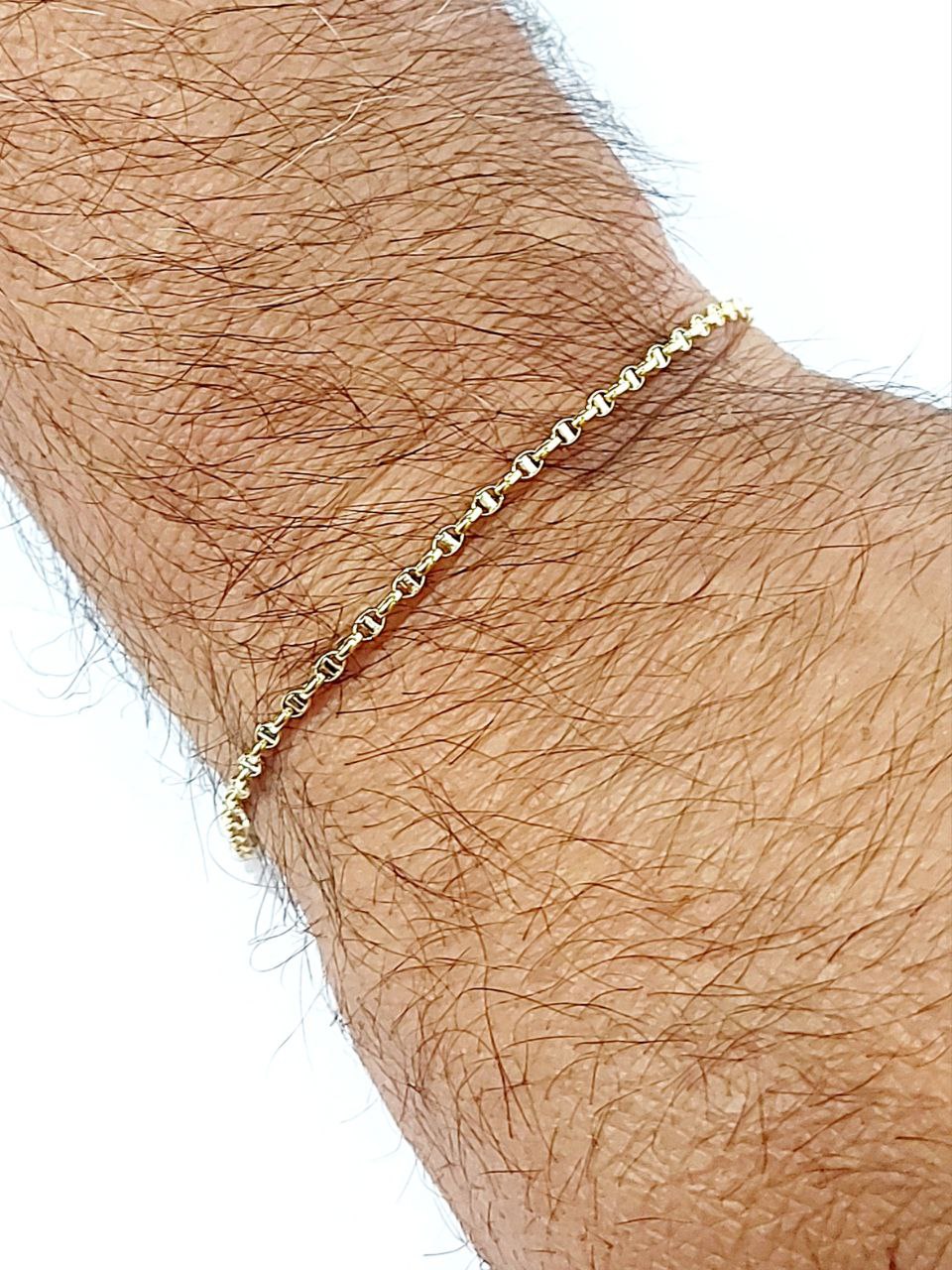 Bracciale Oro Bianco e Oro Giallo 18 kt-750 catena maglia traversino unisex