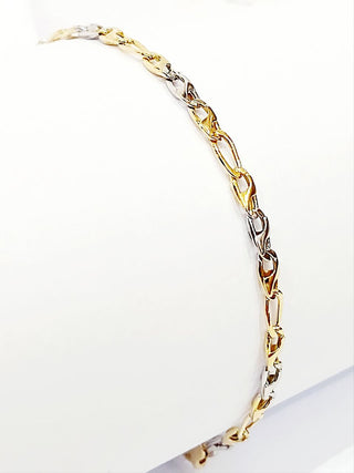 Bracciale Oro bianco e Oro Giallo 18 kt-750 catena piatta unisex