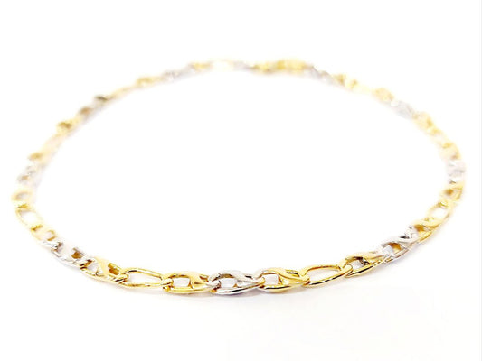 Bracciale Oro bianco e Oro Giallo 18 kt-750 catena piatta unisex