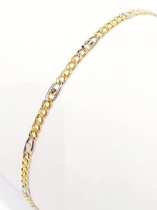 Bracciale Oro Bianco e Oro Giallo 18 kt-750 catena piatta unisex