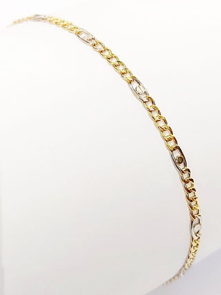 Bracciale Oro Bianco e Oro Giallo 18 kt-750 catena piatta unisex