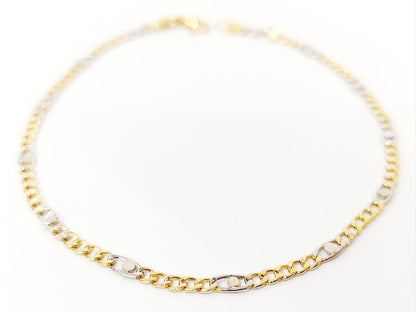 Bracciale Oro Bianco e Oro Giallo 18 kt-750 catena piatta unisex