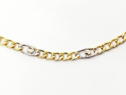 Bracciale Oro Bianco e Oro Giallo 18 kt-750 catena piatta unisex