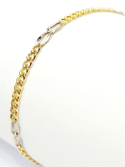 Bracciale Oro Bianco e Oro Giallo 18 kt-750 catena piatta unisex